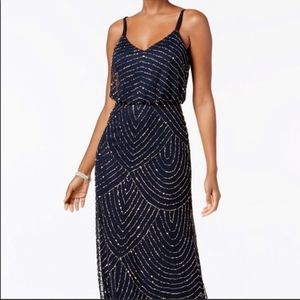 Adrianna Papell Art Deco Navy Dress